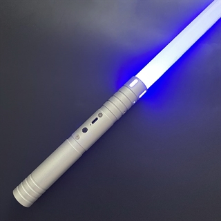 Star Wars lasersværd med 12 lysfarver og lydeffekter - Genopladelige - 1 stk - Sølv håndtag - Mini